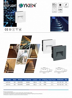 LYKEN LED STEP LIGHT 3w (3000K,6500K) GREY,WHITE CASING