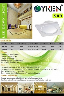 LED DOWN LIGHT SQUARE (SR3 SERIES)