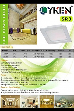 LED DOWN LIGHT SQUARE (SR3 SERIES)