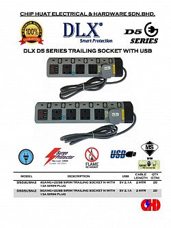 DLX TRAILING SOCKET WITH USB (D5)