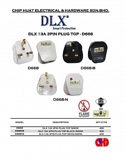DLX  13A PLUG TOP ,PLUG TOP C/W NEON (SIRIM)
