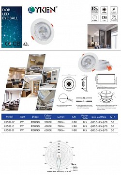 Lyken Led EyeBall 7w 3000k,4000k,6500k