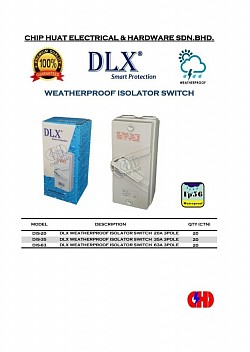 DLX wheatherproof isolator switch 20A 3p,35A 3p,63A 3p